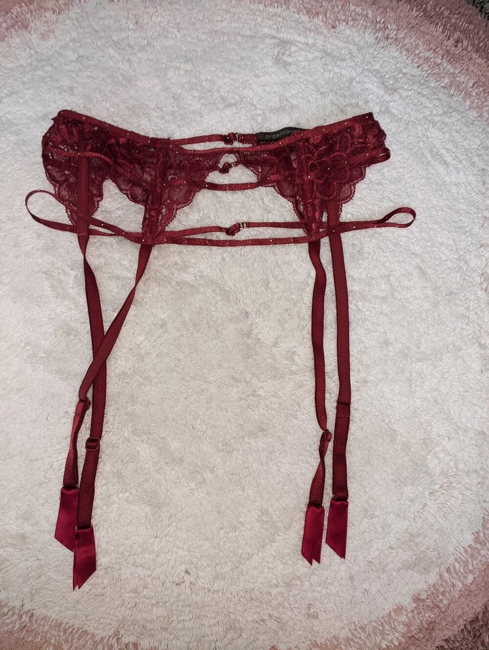 Argentovivo Lacy Garter Belt with Gold Studs S